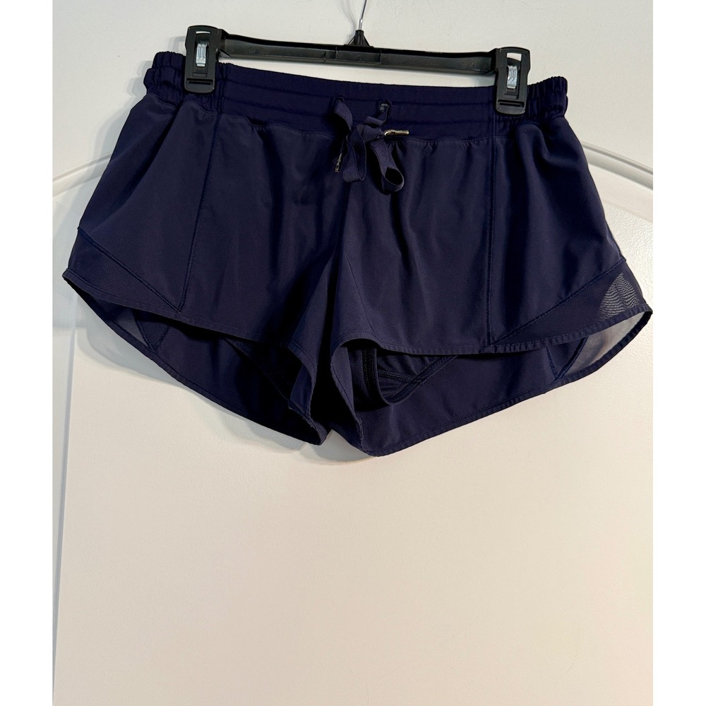 Lululemon Speed Up Shorts Size 10 Navy Blue Mesh Running Athletic Performance